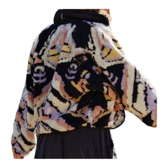 Free People Hit The Slopes Rocky Ridge Fleece Jacket Black Combo Size M - Picture 16 of 16